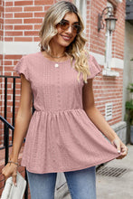 Load image into Gallery viewer, Tied Ruffled Round Neck Peplum T-Shirt
