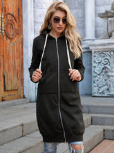 Load image into Gallery viewer, Full Size Zip-Up Longline Hoodie with Pockets