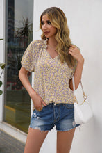 Load image into Gallery viewer, Floral Notched Short Sleeve Blouse