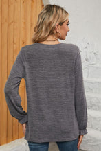 Load image into Gallery viewer, Ruched Round Neck Flounce Sleeve T-Shirt