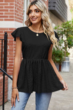 Load image into Gallery viewer, Tied Ruffled Round Neck Peplum T-Shirt