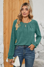 Load image into Gallery viewer, Ruched Round Neck Flounce Sleeve T-Shirt