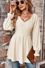 Load image into Gallery viewer, Peplum V-Neck Long Sleeve Blouse