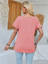 Load image into Gallery viewer, Frill Round Neck Petal Sleeve Blouse