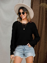 Load image into Gallery viewer, Openwork Round Neck Raglan Sleeve Sweater
