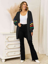 Load image into Gallery viewer, Striped Open Front Dropped Shoulder Cardigan
