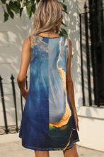 Load image into Gallery viewer, Abstract Print Round Neck Sleeveless Dress with Pockets