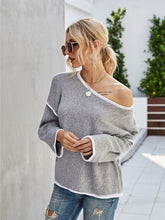 Load image into Gallery viewer, Boat Neck Dropped Shoulder Sweater