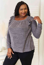Load image into Gallery viewer, Double Take Square Neck Ruffle Shoulder Long Sleeve T-Shirt