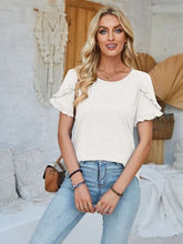 Load image into Gallery viewer, Frill Round Neck Petal Sleeve Blouse