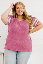 Load image into Gallery viewer, Plus Size Striped V-Neck Tee Shirt