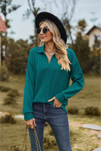 Load image into Gallery viewer, Collared Neck Cable-Knit Long Sleeve Blouse