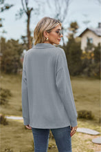 Load image into Gallery viewer, Collared Neck Cable-Knit Long Sleeve Blouse