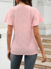 Load image into Gallery viewer, Eyelet V-Neck Short Sleeve Blouse