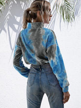 Load image into Gallery viewer, Tie-Dye Quarter Zip Dropped Shoulder Sweatshirt