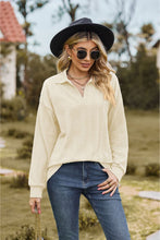 Load image into Gallery viewer, Collared Neck Cable-Knit Long Sleeve Blouse