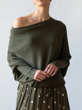 Load image into Gallery viewer, Full Size Boat Neck Batwing Sleeve Knit Top