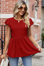 Load image into Gallery viewer, Tied Ruffled Round Neck Peplum T-Shirt