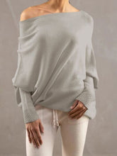 Load image into Gallery viewer, Full Size Boat Neck Batwing Sleeve Knit Top