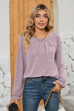 Load image into Gallery viewer, Ruched Round Neck Flounce Sleeve T-Shirt