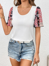 Load image into Gallery viewer, Printed Puff Sleeve Round Neck Tee