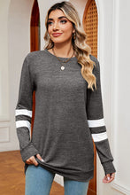 Load image into Gallery viewer, Striped Heathered Round Neck T-Shirt