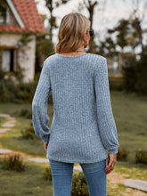 Load image into Gallery viewer, Round Neck Button-Down Long Sleeve Tee