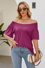 Load image into Gallery viewer, Smocked Round Neck Flutter Sleeve T-Shirt