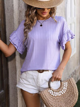 Load image into Gallery viewer, Ruffled Round Neck Short Sleeve Blouse