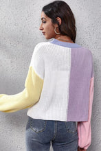 Load image into Gallery viewer, Color Block Button Up V-Neck Knit Top