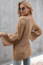Load image into Gallery viewer, V-Neck Spliced Lace Flare Sleeve Top
