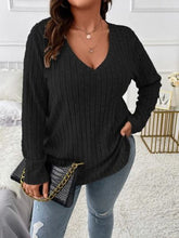 Load image into Gallery viewer, Plus Size V-Neck Long Sleeve T-Shirt