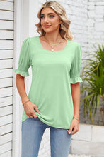 Load image into Gallery viewer, Smocked Square Neck Short Sleeve T-Shirt