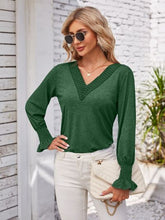 Load image into Gallery viewer, Smocked V-Neck Long Sleeve Blouse