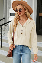 Load image into Gallery viewer, Drawstring Half Button Long Sleeve Hoodie