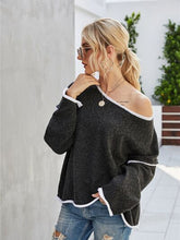 Load image into Gallery viewer, Boat Neck Dropped Shoulder Sweater