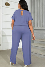 Load image into Gallery viewer, Plus Size Drawstring Waist Short Sleeve Jumpsuit