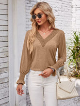 Load image into Gallery viewer, Smocked V-Neck Long Sleeve Blouse