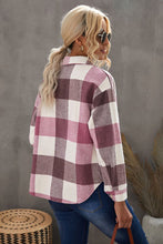 Load image into Gallery viewer, Plaid Button Up Dropped Shoulder Jacket