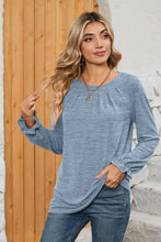 Load image into Gallery viewer, Ruched Round Neck Flounce Sleeve T-Shirt