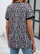 Load image into Gallery viewer, Leopard Round Neck Short Sleeve Tee Shirt
