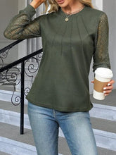 Load image into Gallery viewer, Waffle-Knit Round Neck Long Sleeve Blouse
