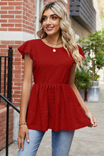 Load image into Gallery viewer, Tied Ruffled Round Neck Peplum T-Shirt