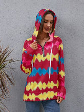 Load image into Gallery viewer, Contrast Quarter Zip Dropped Shoulder Hoodie