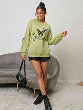 Load image into Gallery viewer, Butterfly Graphic Drop Shoulder Sweatshirt