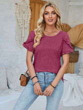 Load image into Gallery viewer, Frill Round Neck Petal Sleeve Blouse