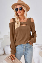Load image into Gallery viewer, Cutout Square Neck Cold Shoulder T-Shirt