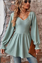 Load image into Gallery viewer, Peplum V-Neck Long Sleeve Blouse