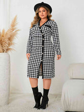 Load image into Gallery viewer, Plus Size Houndstooth Long Sleeve Slit Dress