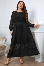 Load image into Gallery viewer, Melo Apparel Plus Size Embroidery Round Neck Long Sleeve Maxi Dress